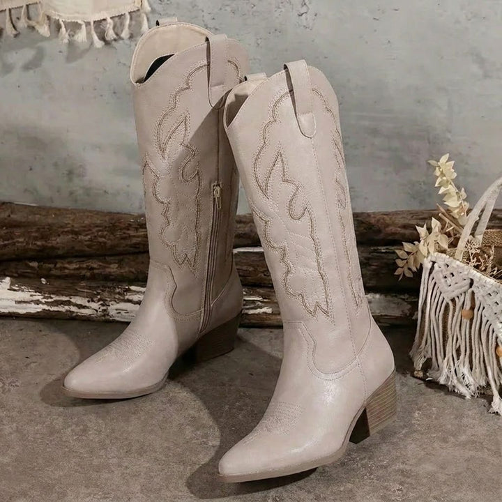 Wendeline | Bestickte Cowgirl-Stiefel mit Blockabsatz für Damen