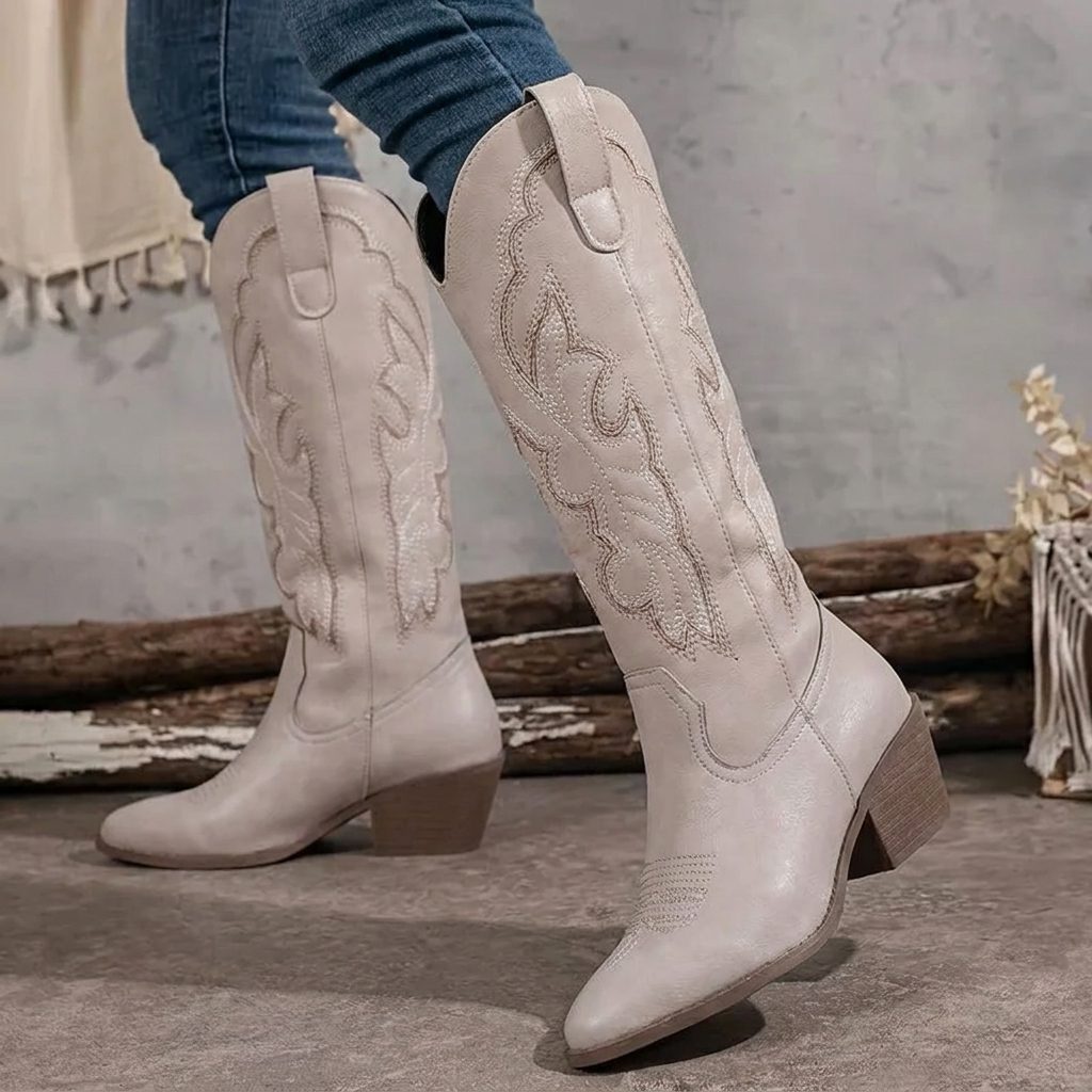 Wendeline | Bestickte Cowgirl-Stiefel mit Blockabsatz für Damen