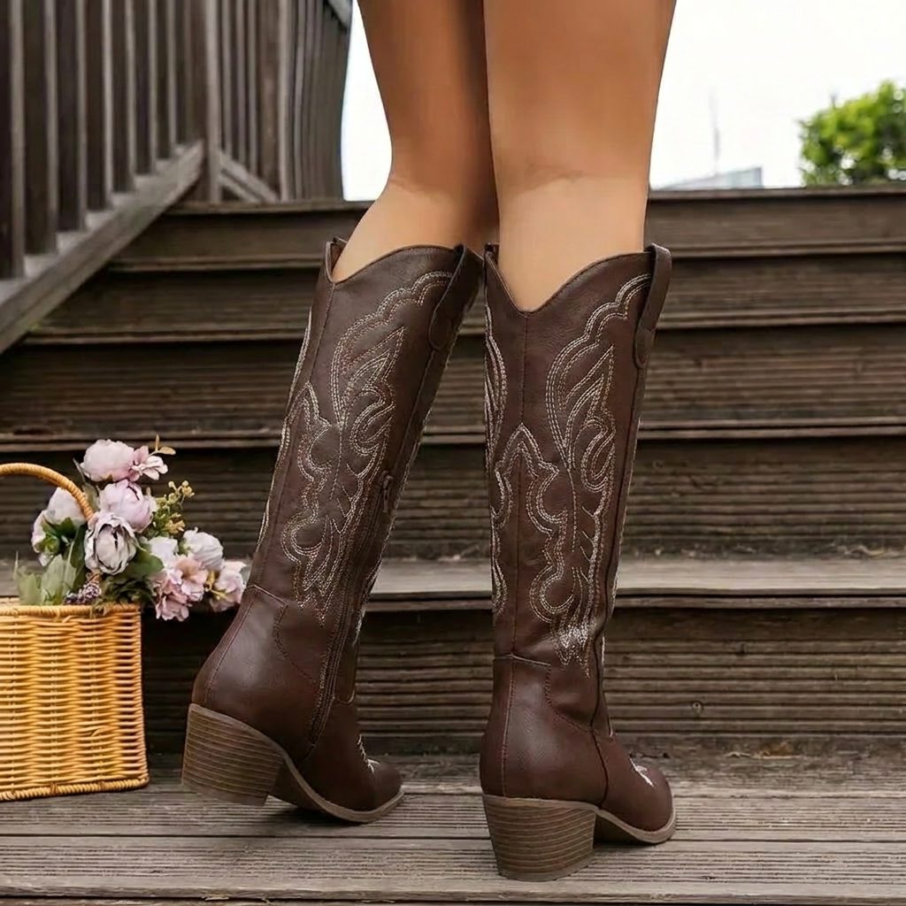 Wendeline | Bestickte Cowgirl-Stiefel mit Blockabsatz für Damen