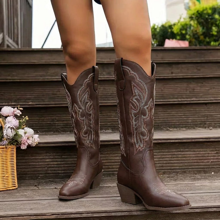 Wendeline | Bestickte Cowgirl-Stiefel mit Blockabsatz für Damen