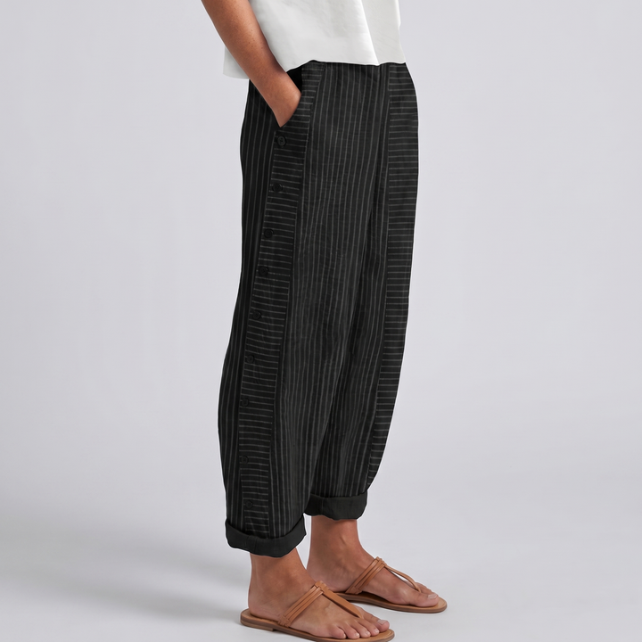 Amika | Gestreifte Culotte mit seitlicher Knopfleiste für Damen