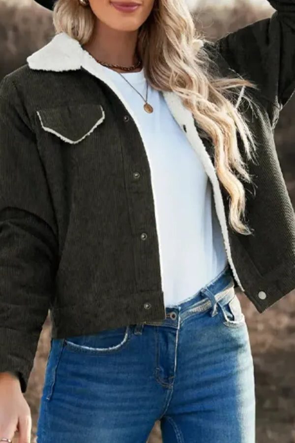 Xanthe | Kurze Cordjacke mit Reverskragen für Damen
