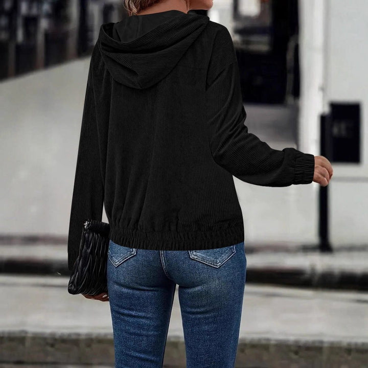 Zoraida | Cordjacke mit Kapuze und Reissverschluss in lockerer Passform für Damen